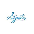 Blue 'Gjusta' logo on a white background